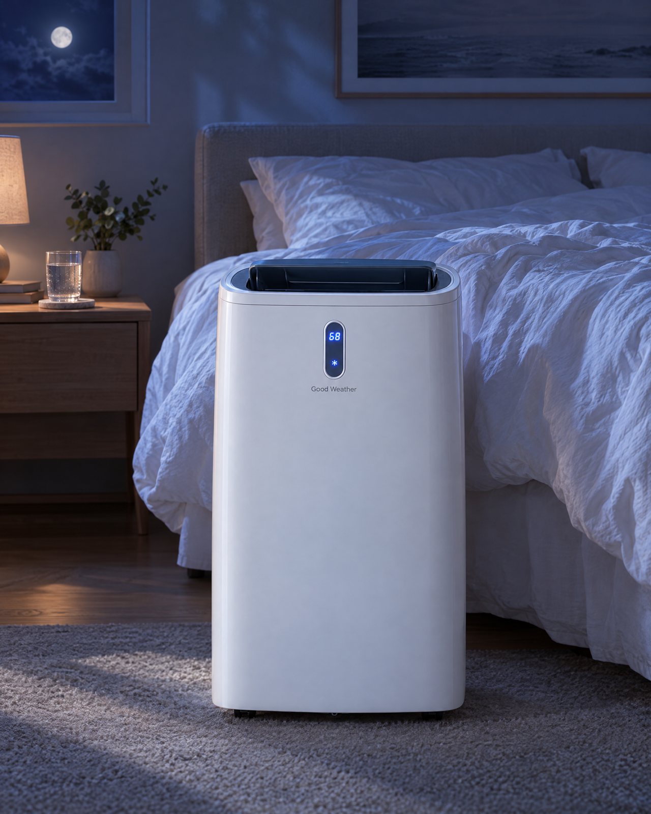 Unit cooling a bedroom at night